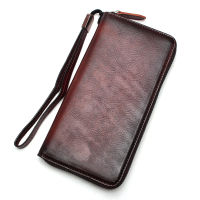 แฮนด์เมดหนังกระเป๋าสตางค์สุภาพสตรี C Lutches ยาวผู้หญิงกระเป๋าสตางค์ผู้ถือบัตรแท้ศัพท์มือถือกระเป๋ากระเป๋า