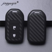 【cw】 jingyuqin Silicone Carbon Car Key Cover Fiber Case For Honda Vezel city civic Jazz BRV BR-V HRV Fit Remote Key Jacket Car-stying