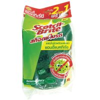 Scotch-Brite สก๊อตช์-ไบรต์ 3M แผ่นใยพร้อมฟองน้ำ สูตรแอนตี้แบคทีเรีย สีเขียว แพ็ค 2 แถม 1 (ฟรีในแพ็ค) (8850304102908)