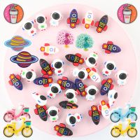 【YF】☃  Sunrony 5 8Pcs/Lot New Stereoscopic Silicone Beads Cartoon Astronauts Rockets Food Grade Pacifier Chain Jewelry Accessories