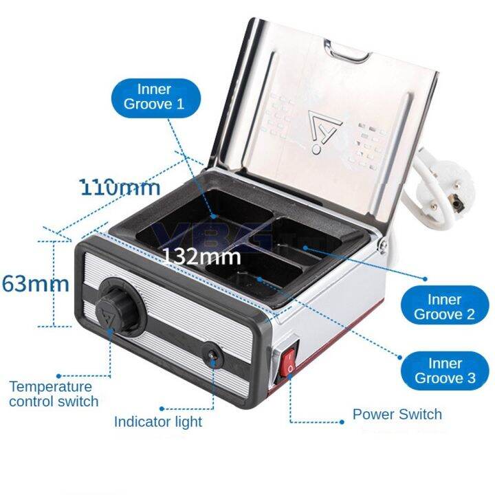 สามร่องขี้ผึ้งละลายเครื่องทำน้ำอุ่นความงามทันตกรรม-lab-แบบพกพา3ดีอนาล็อกหม้อขี้ผึ้งจุ่มละลายควบคุมอุณหภูมิอัตโนมัติ