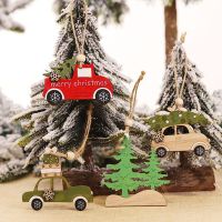 Merry Christmas Color Car And Tree Wooden 5PCS Christmas Tree Decoration Scrapbooking Pendant Household Decorative Handmade