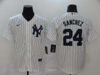 high-quality The Yankees Yankees 24 SANCHEZ breathable shirts cardigan embroidery short sleeved big yards American baseball uniform