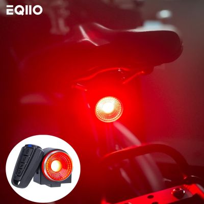 ✲✟ Eqiio Bicycle Anti-theft Alarm Tail Lights with Remote Rechargeable LED USB Mountain Bike Taillight MTB Safety Warning Rear Lamp