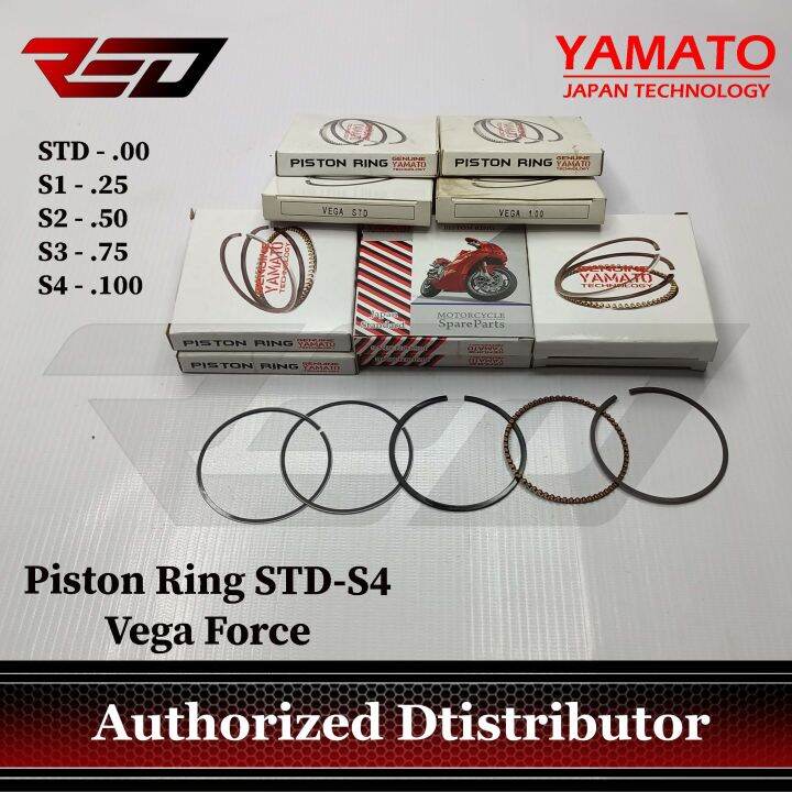 Piston Ring Yamato Japan STD/25/50/75/100 Vega Force / Wave125 / Wind125 / Wolf125 / XRM Lazada PH