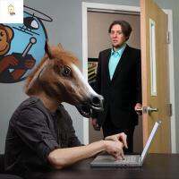 UCEPRO ตลกดี สำหรับผู้หญิงผู้ชาย ม้า เสาสวม คอสเพลย์ Bojack Horseman HEAD COVER เล่นตลกอุปกรณ์ประกอบฉากปาร์ตี้บ้า ฮาโลวีน อุปกรณ์เครื่องแต่งกายสัตว์