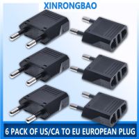 6 Pack US/CA of EU European Plug Travel Plug Adapter Universal Power Jack Wall Plug Converter Input Canada to Europe/Asia Socket Wires  Leads  Adapter