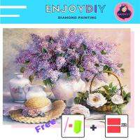 ครอสติสคริสตัล 5d diy diamond painting แบบเม็ด ลาย ดอกไลแลค (Lilac) ติดเต็ม เม็ดกลม แถมชุดพื้นฐาน พร้อมส่งพรุ่งนี้ มีประกันเม็ดสีเติมฟรี EnjoyDIY