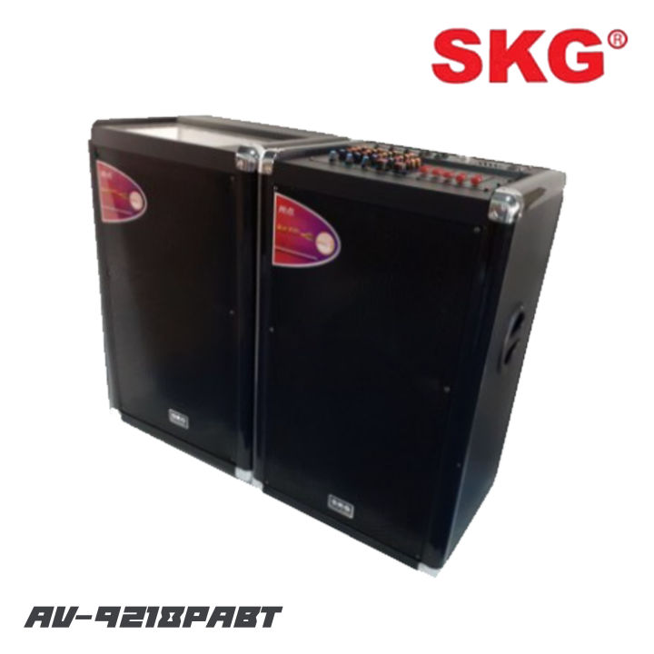 skg-av-9218pabt-ตู้ลำโพงแบบมีขยายในตัวขนาด-15-นิ้ว-กำลังขับ-8000-w-p-m-p-o-สามารถปรับเสียง-echo-ได้-มีบลูทูธ-fm-usb-sd-card-ราคาต่อ-1-คู่