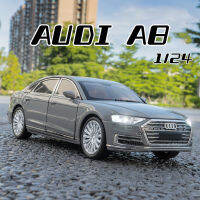 ขนาด1:24รถโลหะผสมรถ Audi ของขวัญโลหะ A8ของเล่นเด็กผู้ชายแสงไฟเสียงรถ Diecast ของสะสมคนรักวันเกิดสำหรับเด็ก