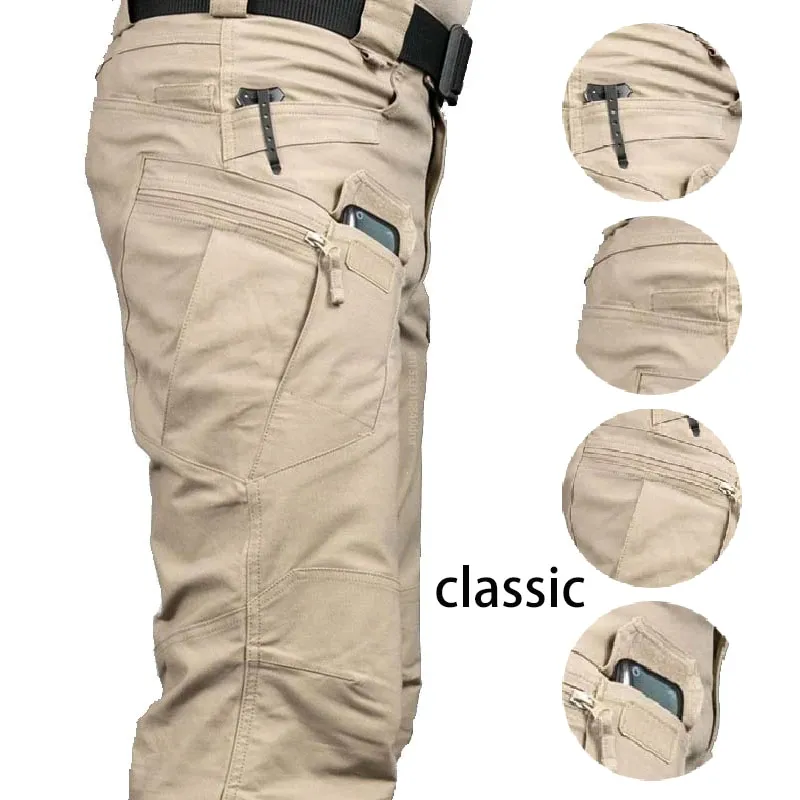 Cargo Pants Men Multi Pocket Outdoor Tactical Sweatpants Military Army Plus  Size Waterproof Quick Dry Elastic Hiking Trousers