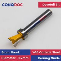 【DT】hot！ 8mm Shank Dovetail Router Bit with Top Tungsten Carbide Woodworking Drawers Boxes Joints Milling Cutter Diameter-12.7mm