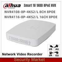 Dahua J44ต้นฉบับเวอร์ชันภาษาอังกฤษ NVR4108-8P-4KS2 /L NVR4116-8P-4KS2 /L 8/16ช่องสมาร์ท1U 8Poe 4K และเครื่องบันทึกวีดีโอเครือข่าย H.265