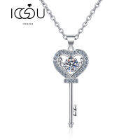 IOGOU แฟชั่น Eternaty 925เงินสเตอร์ลิง Moissanite สร้อยคอผู้หญิง0.5ct สมาร์ท Heart Key สร้อยคอจี้ Housemen ของขวัญ