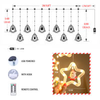 ไฟ LED ม่านตกแต่งคริสต์มาสไฟสตริงดาว USB พร้อมรีโมทหรี่แสงได้สำหรับห้องนอนของขวัญปีใหม่ Party