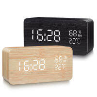 นาฬิกาปลุก LED โต๊ะนาฬิกาไม้การควบคุมด้วยเสียง Digital Wood Despertador Usb/aaa Powered Electronic Desktop Clocks