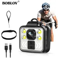 BOBLOV Wearable Action Camera With Head Strap, 1080P Body Worn Camera IR Night Vision Video Recorder With LED Light For Cycling/home/running/fishing