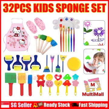 Kids Paint Sponges Set of 30,Paint Sponges for Kids,Early Learning Kids  Toddlers Paint Brushes Sponge Stamps Foam Art Craft Drawing Tools 