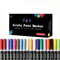 18-color Acrylic Marker Set Single-head Color Water-based Childrens Art Graffiti Special Watercolor Pen School Stationery