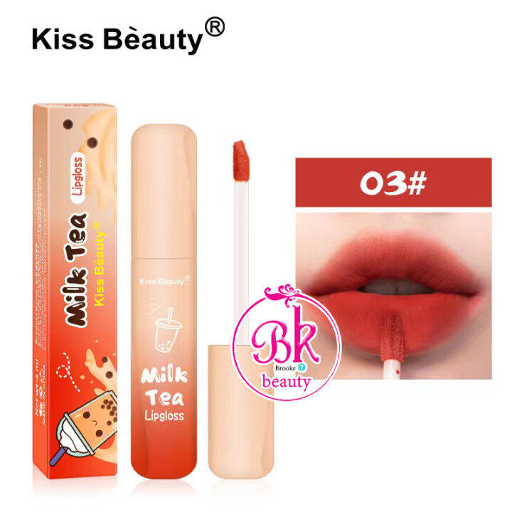 kiss-beauty-ลิปกลอสชานม-ลิป-ลิปสติก-milk-tea-lipgloss-ลิปทินท์-ลิปกลอส-สีสวย-หวานอย่างกับชานม-ติดทนนาน-เครื่องสำอาง