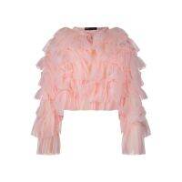 SHU APPAREL LONG SLEEVE RUFFLE BLOUSE #2 - BABY PINK