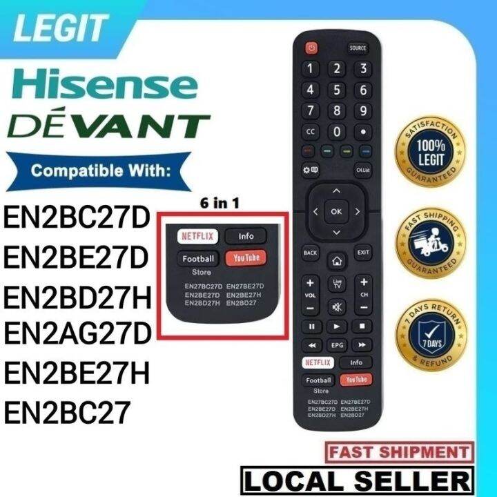 Devant Hisense Smart TV remote control Original EN2BD27H EN2BC27