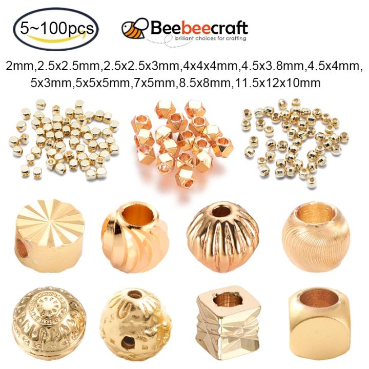 200pcs 18K Gold Filled Spacer Beads,Durable Beads That Do Not Fade Easily  Smooth Round Beads Seamless Ball Beads Brass Loose Beads Metal Beads for  DIY