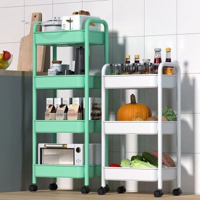 [COD] Small trolley floor kitchen bathroom mobile snacks baby toilet multi-layer bedside storage