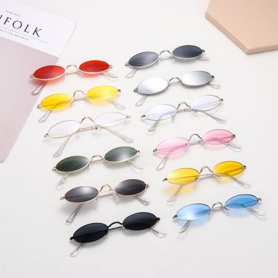 1PC Vintage Small Frame Shades Retro Oval Black Sunglasses Unisex Luxury Brand Designer Pink Sun Glasses Female Oculos De Sol