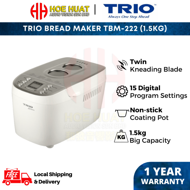 Trio Bread Maker TBM222 / 1.5kg Loaf Size Twin Blade with Nonstick