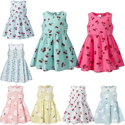 2023 Summer Korean Version Sleeveless Sleeveless Vest Dress Kids Cotton And Linen Princess Dress Baby Casual Dress