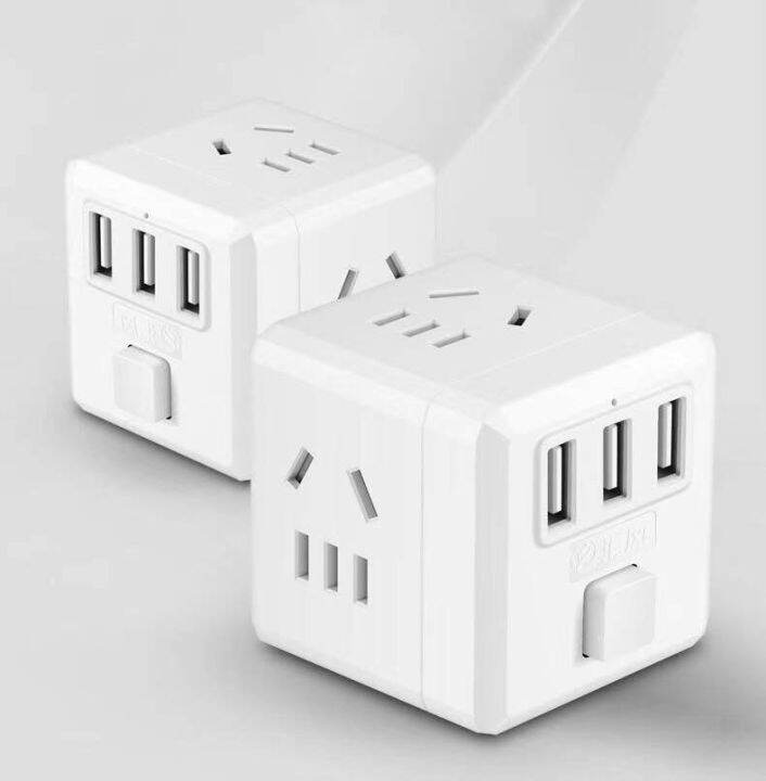 Rubik's Cube Universal Charger HUB With 2 Power Socket 3 USB Port ...