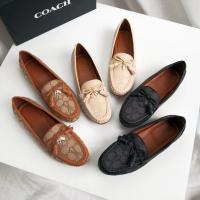 2023 new Ladys 2022 Three Colors Leather stitching classic C-line cloth bow tassel design Peas shoes casual shoes