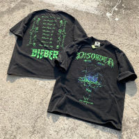 Heavy ผ้าสีดำ Justin Bieber T เสื้อ Streetwear Tee New World เสื้อยืดผู้ชายผู้หญิง Oversize ล้างแขนสั้น