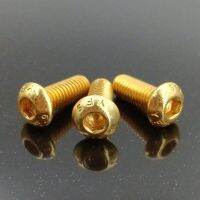 [DE69] Vis Hexagonales Demi-Rond Plaquées De Titane 10 Pièces Plaqué หรือ M2 M2.5 M3 M4 M5 M6 Vis À พัซเซิล De Bouton Gloden L 4-35 ISO7380