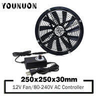 Cooling Fan 250mm 25cm DC 12V DC Female 250X30mm PC Computer Case Server Cooler with AC 80V-240V Speed Controller