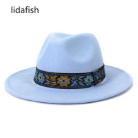 lidafish Women Hats New Winter Wide Brim Felted Fedora Hat Church Wedding Jazz Caps Panama Holiday Dress Hats Sombreros De Mujer