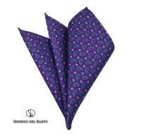 GIORGIO DEL SARTO Silk Purple Pocket Square ผ้าเสียบสูทสีม่วงผ้าไหม 100%Silk