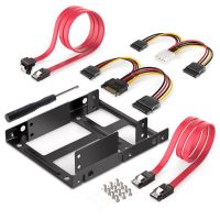 【sought-after】 XT-XINTE 2.5นิ้วถึง3.5นิ้ว2-Bay External HDD SSD Bracket Metal Mounting Kit Adapter พร้อม SATA Data Power Cables Set