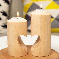 Household Fashion Candlesticks Rustic Heart Shaped Wooden Candlestick Candle Holder Practical Shelf Wedding Decorations