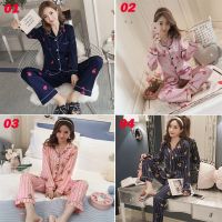 【NEW Popular】☃คลังสินค้าพร้อมครรภ์! Baju Tidur ชุดนอนแขนยาวชุดนอนซาตินผ้าไอซ์ซิลค์สำหรับผู้หญิง M-5XL ขนาดพิเศษชุดนอน