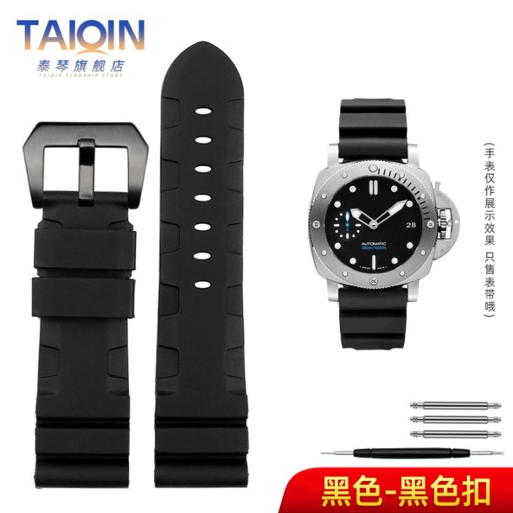 suitable-for-panerai-pam441-watch-strap-parnis-bernie-time-silicone-strap-accessories-pin-buckle-22-24mm