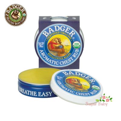 Badger Company Aromatic Chest Rub Eucalyptus &amp; Mint (21 g) บาล์มบรรเทาปวดเมื่อยกล้ามเนื้อและลดอาการคัดจมูก