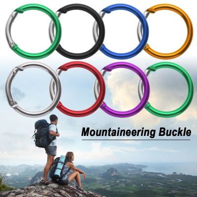 ✈ 5pcs Round Aluminum Alloy Mountaineering Buckle Locking Carabiner Clip Snap Hook Keyring Camping Karabiner Round Ring Spring