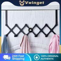 【YF】 Retractable Stainless Steel Hook Behind The Door Heavy-duty Hanger Bathroom Towel Rack Black Row Perforated Bedroom Coat