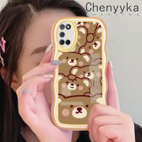 เคส Chenyyka สำหรับ OPPO A52 A72 A92 4G เคสการ์ตูนหมีน่ารักแฟชั่นลายคลื่นดีไซน์ใหม่เคสโทรศัพท์แบบใสนิ่มกันกระแทกหลากสีเคสป้องกันเลนส์กล้องใสทำจากซิลิโคน