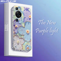 ELAXIS Huawei P60 / P60 Pro เคสโทรศัพท์หรูหราบางเฉียบพลอยเทียมใสขอบตรงฝาครอบปลอกอ่อนไฟฉายหลอดยูวีเลนส์ป้องกันเต็มรูปแบบ