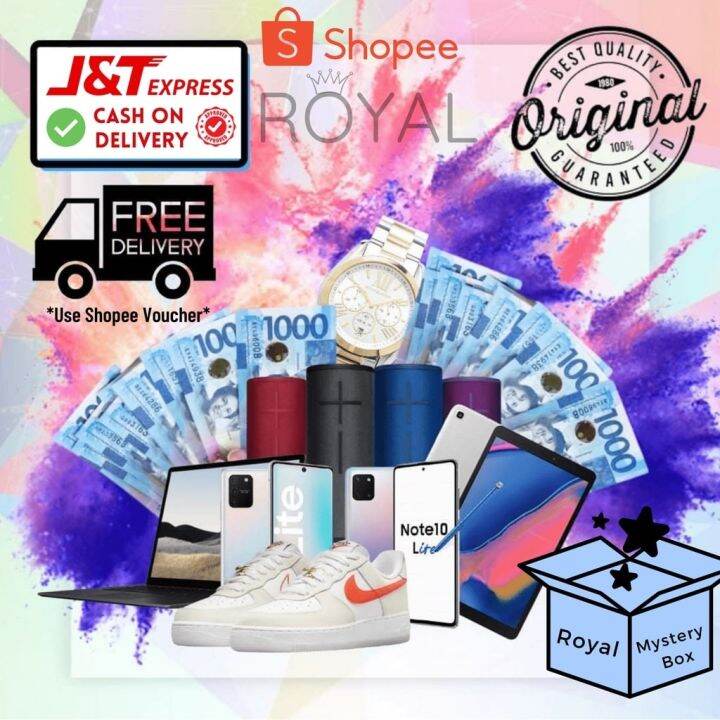 mobiles and gadget items inside a mysterious royal parcel Box!! Lazada PH