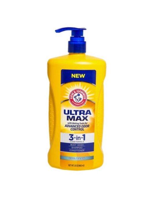 Arm & Hammer Ultra Max 3in1 Shampoo Conditioner Body Wash Cool Water
