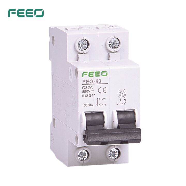 FEEO 2P 6A/10A/16A/20A/25A/32A/40A/50A/63A DC 550V Circuit breaker MCB ...